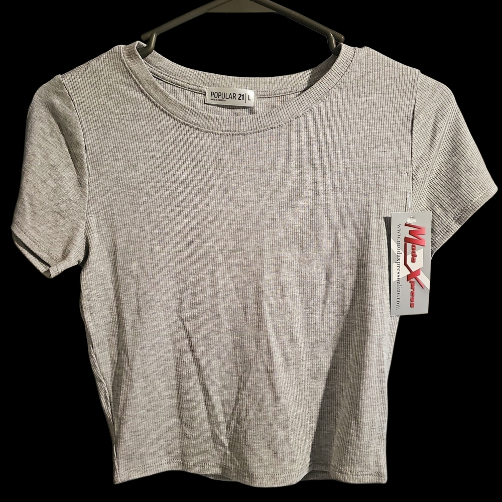 Gray Ribbed Crop Top‎